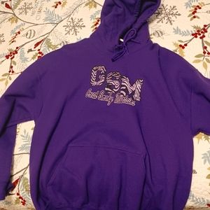 Ladies dark purple hoodie with zebra print motif